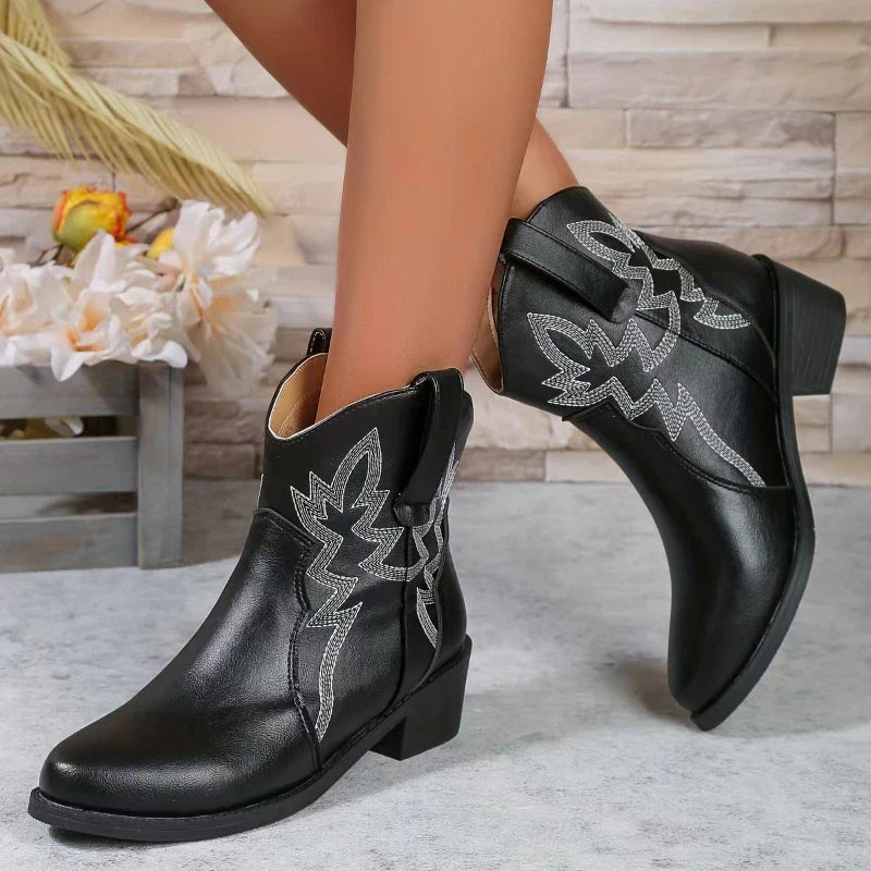 PU-Lernen niedrige Absatz Anti-Rutsch Damen Cowboy-Stiefel - Lilith