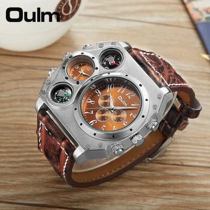 Oulm Titan Herren Militär Uhr – Multifunktions-Quarz Sportuhr mit übergroßem Zifferblatt