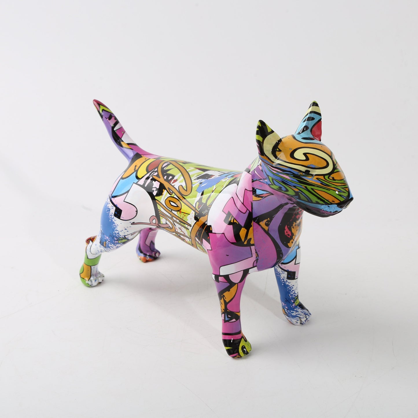 Graffiti bemalte Bullterrier Hund Kunstskulptur