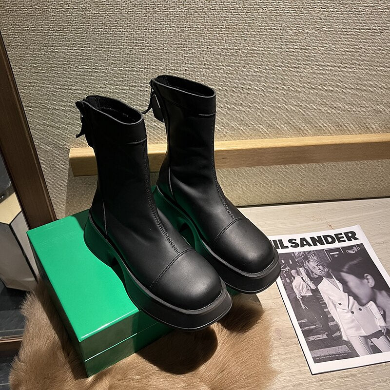 Alisa | Elegante Plateau-Lederstiefel mit Komfort für modebewusste Frauen