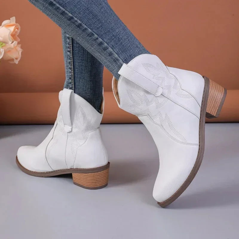 PU-Lernen niedrige Absatz Anti-Rutsch Damen Cowboy-Stiefel - Lilith
