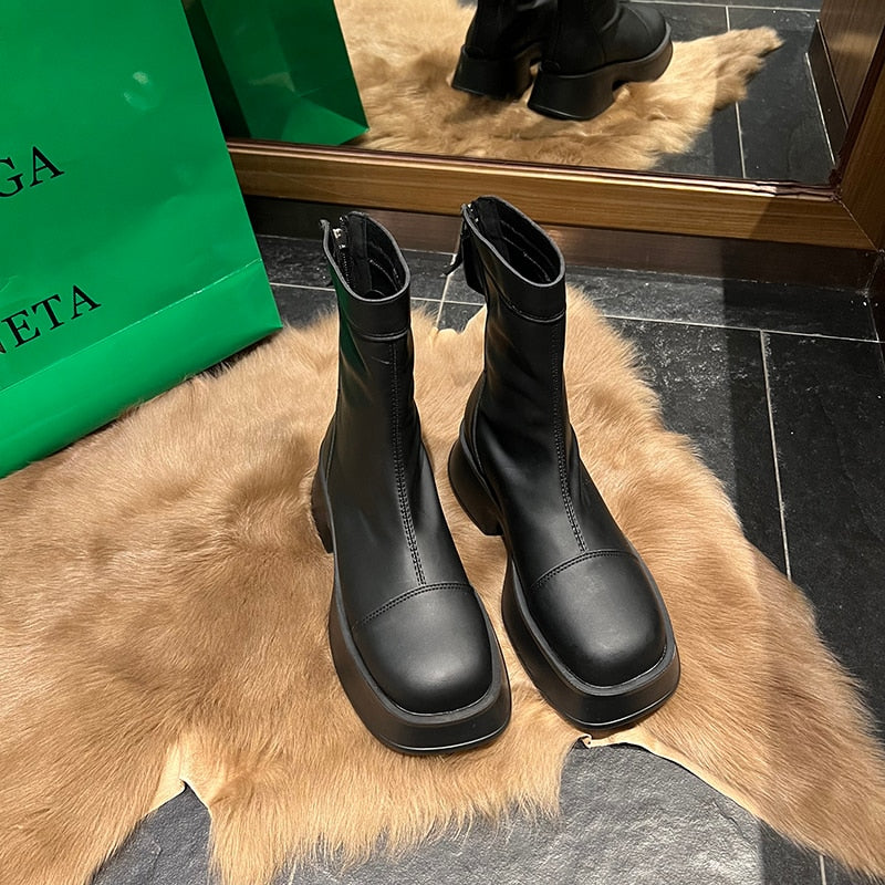 Alisa | Elegante Plateau-Lederstiefel mit Komfort für modebewusste Frauen