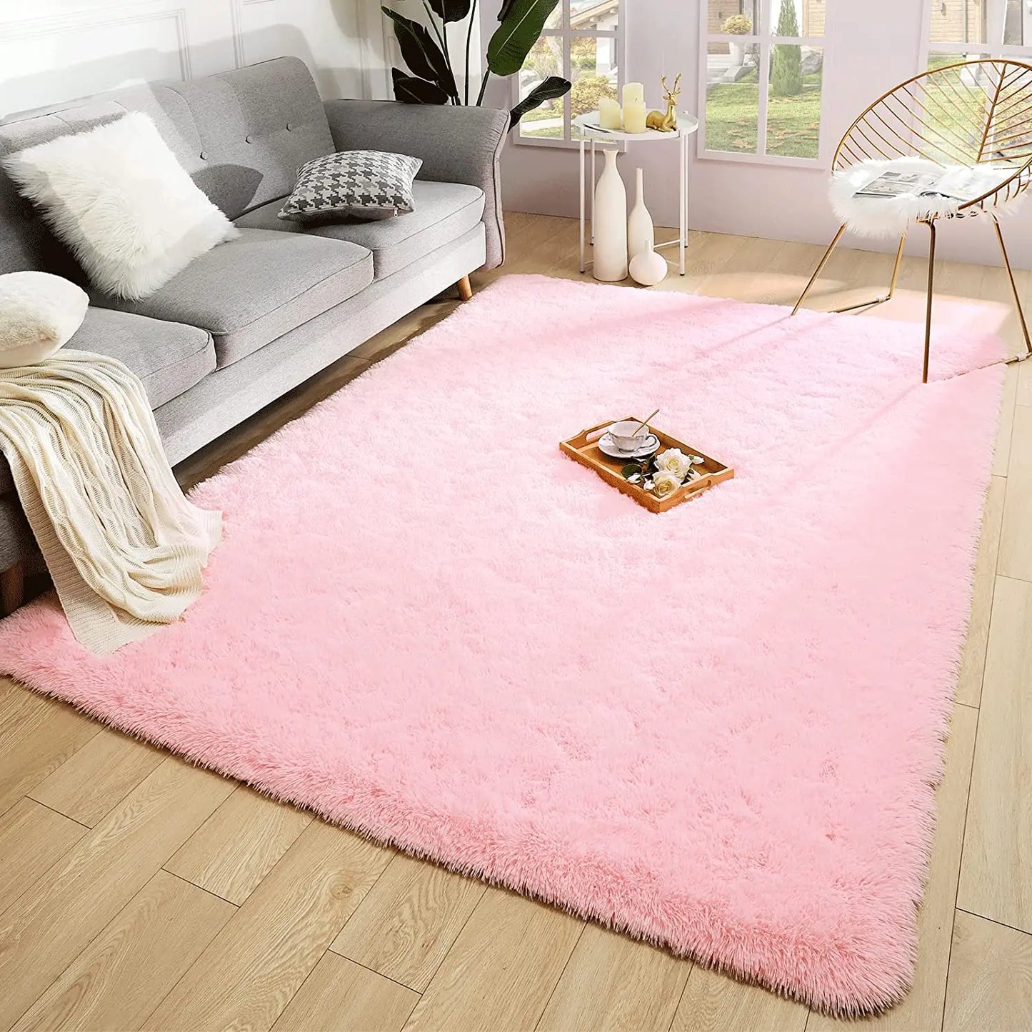 Winnie Weicher Flauschiger Pinker Teppich – Gemütlicher Plüschteppich für Wohnzimmer & Kinderzimmer