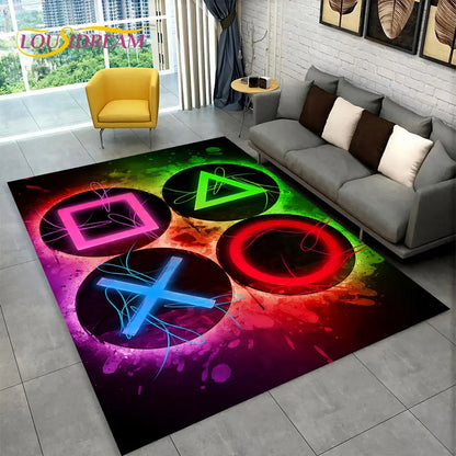 Alex 3D Gamer Gamepad Teppich - Großer rutschfester Teppich für Kinder und Wohnzimmer