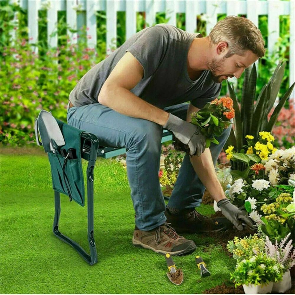 GartenPro | Klappbarer Kniehocker mit Komfortkissen für müheloses Gärtnern