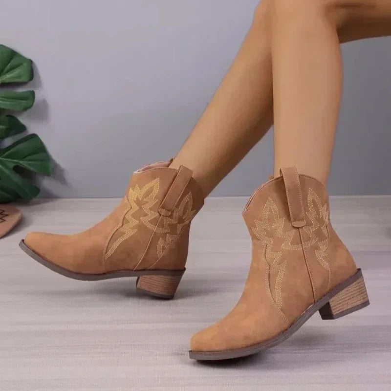 PU-Lernen niedrige Absatz Anti-Rutsch Damen Cowboy-Stiefel - Lilith