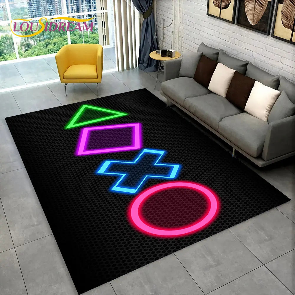 Alex 3D Gamer Gamepad Teppich - Großer rutschfester Teppich für Kinder und Wohnzimmer