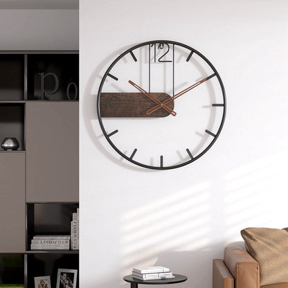 Stahl-Walnuss | Elegant gestaltete Uhr - Erweitern Sie Ihren Raum mit einer raffinierten Mischung aus Materialien