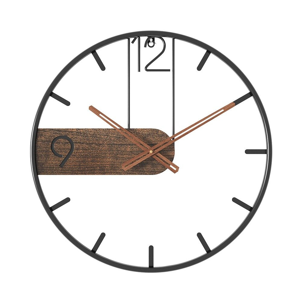 Stahl-Walnuss | Elegant gestaltete Uhr - Erweitern Sie Ihren Raum mit einer raffinierten Mischung aus Materialien