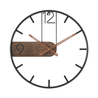 Stahl-Walnuss | Elegant gestaltete Uhr - Erweitern Sie Ihren Raum mit einer raffinierten Mischung aus Materialien