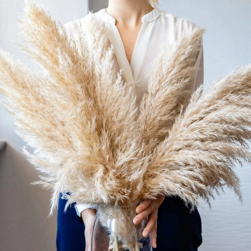 Großer getrockneter Pampasgrasstrauß - Flauschige Boho-Dekoration & rustikaler Tischschmuck