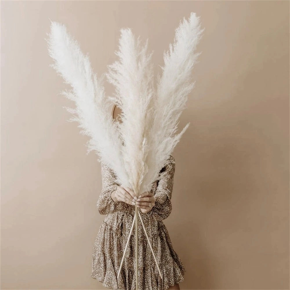 Großer getrockneter Pampasgrasstrauß - Flauschige Boho-Dekoration & rustikaler Tischschmuck