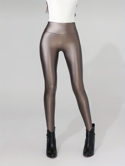 Therese Bellezza | Hochtaillierte PU-Leder Leggings mit weichem Futter für Damen