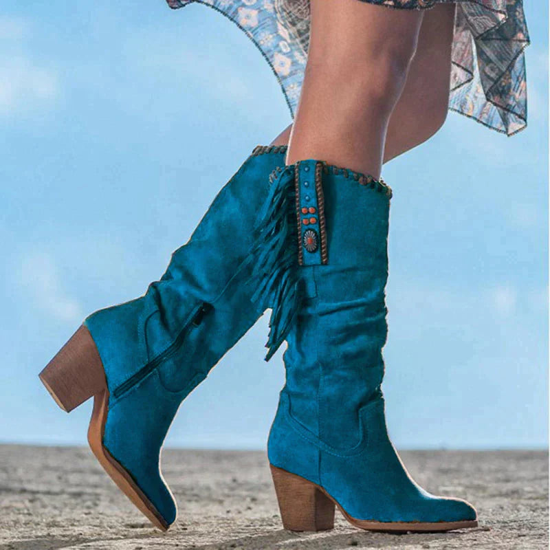 Olive - Sommerstiefel Damen Niedrige Absätze