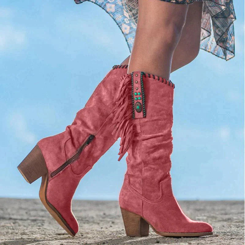 Olive - Sommerstiefel Damen Niedrige Absätze