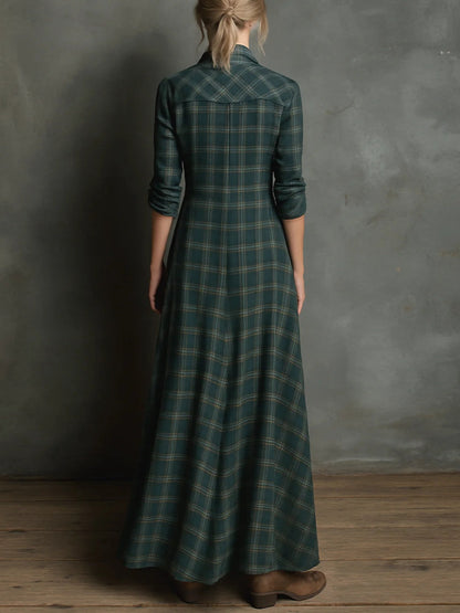 LUCINNE – ELEGANTES MAXI-HEMDKLEID MIT KAROMUSTER