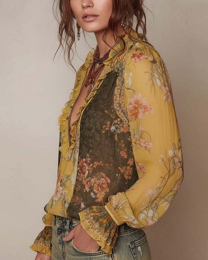 LILLIAN – ROMANTISCHE BLUSE MIT BLUMENMUSTER UND REISSVERSCHLUSS