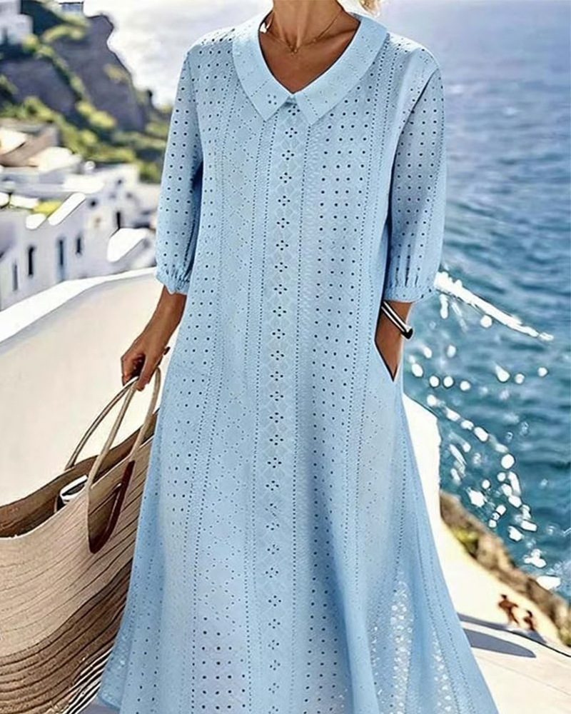 HERBST – MIDI-KLEID MIT ELEGANTEN BESTICKTEN DETAILS