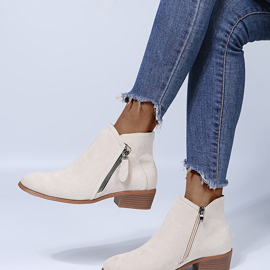 Isolde - Elegante spitze Blockstiefel mit Absatz und seitlichem Reißverschluss