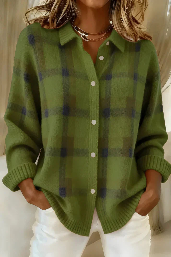 GISÈLE – BLUSE AUS WEICHEM KAROMUSTER