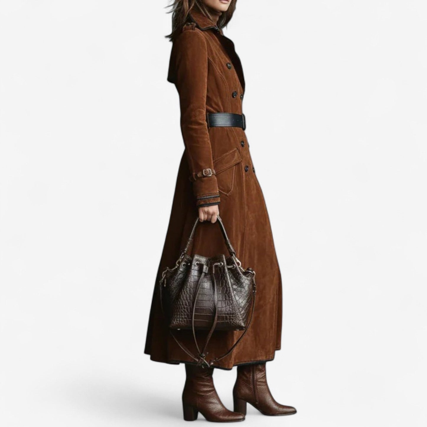 RENATA – LUXURIÖSER LANGER TRENCHCOAT MIT DOPPELBUTTON