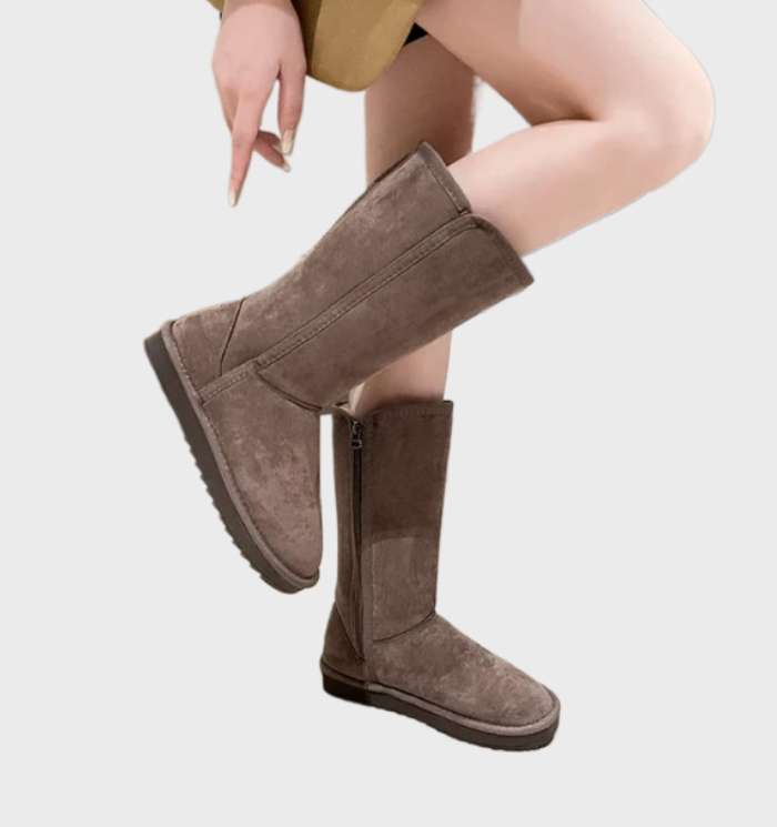 Nina | Warme und wasserdichte Wildleder-Schafsleder-Stiefel mit Reißverschluss