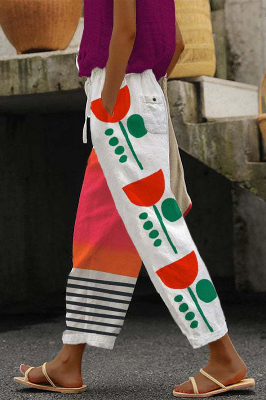Airish - Stylish Printed Casual Button Pocket Trousers