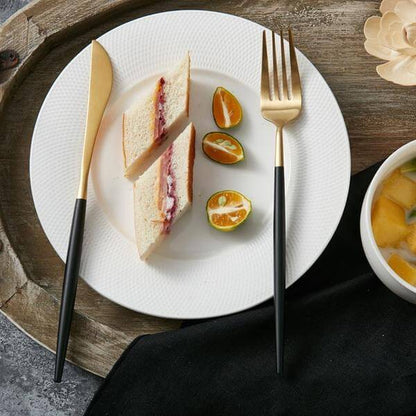 Modernes Schwarz-Gold Besteckset