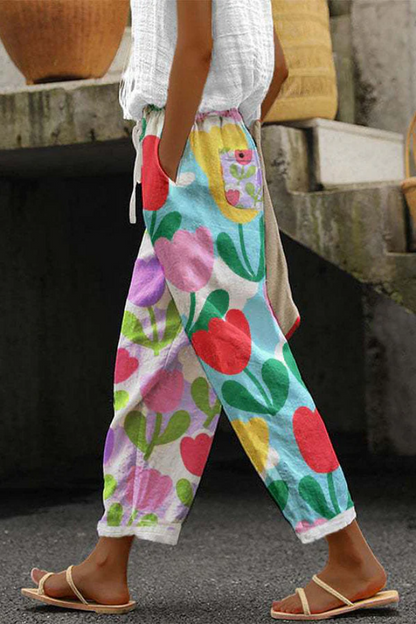 Airish - Stylish Printed Casual Button Pocket Trousers