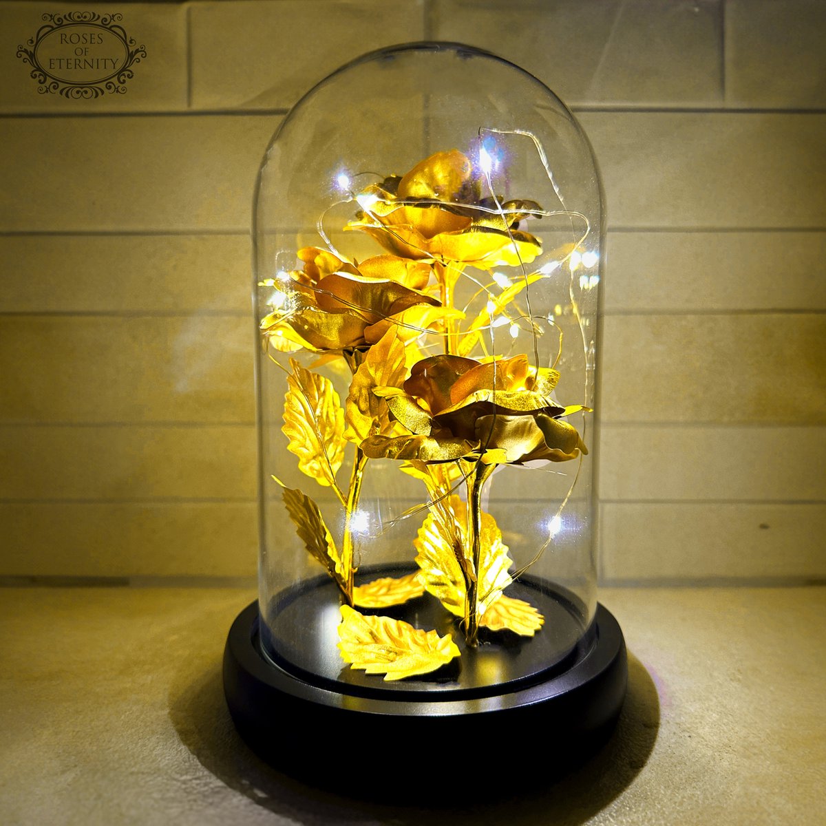 Roos | Goldene Rose im Glas