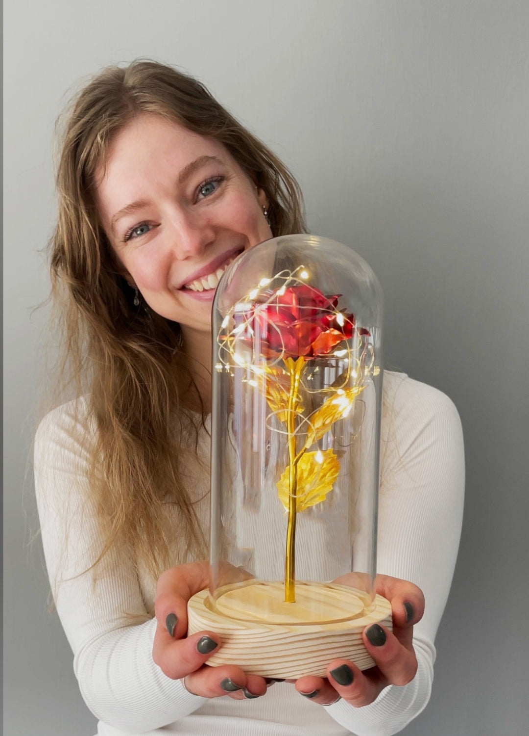 Roos | Goldene Rose im Glas