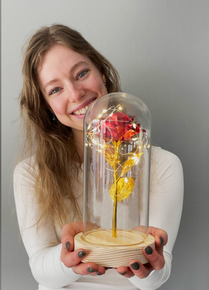 Roos | Goldene Rose im Glas