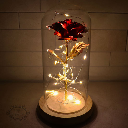 Roos | Goldene Rose im Glas