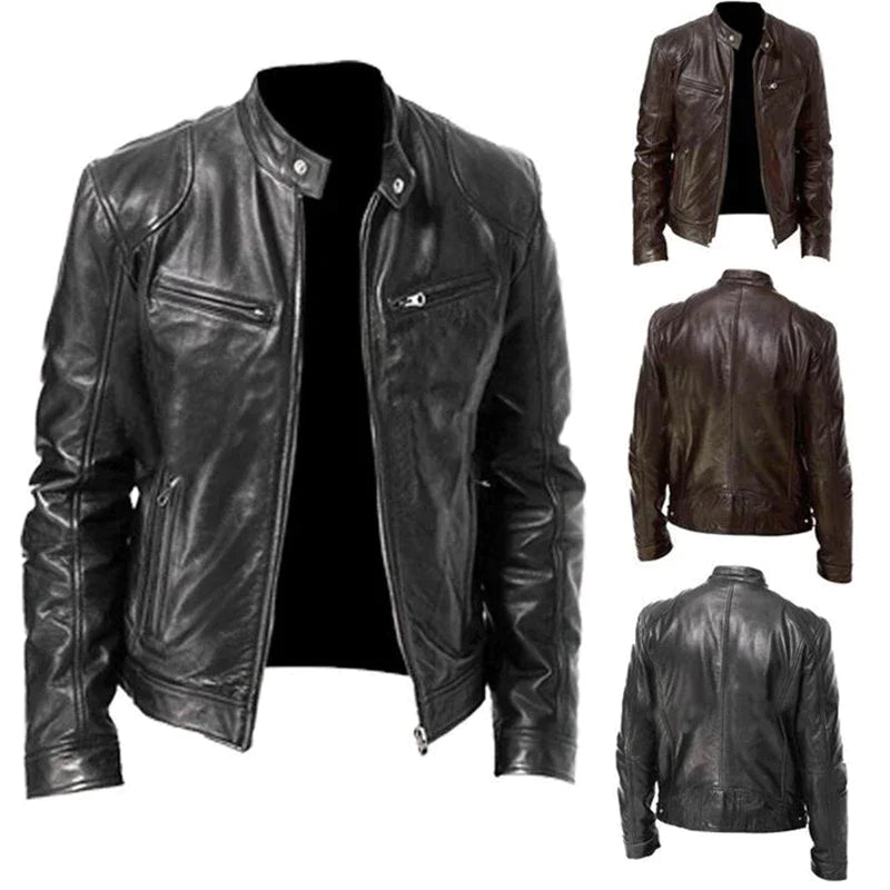 WindGuard® | Elegante Herrenlederjacke mit Wind- und Wetterschutz