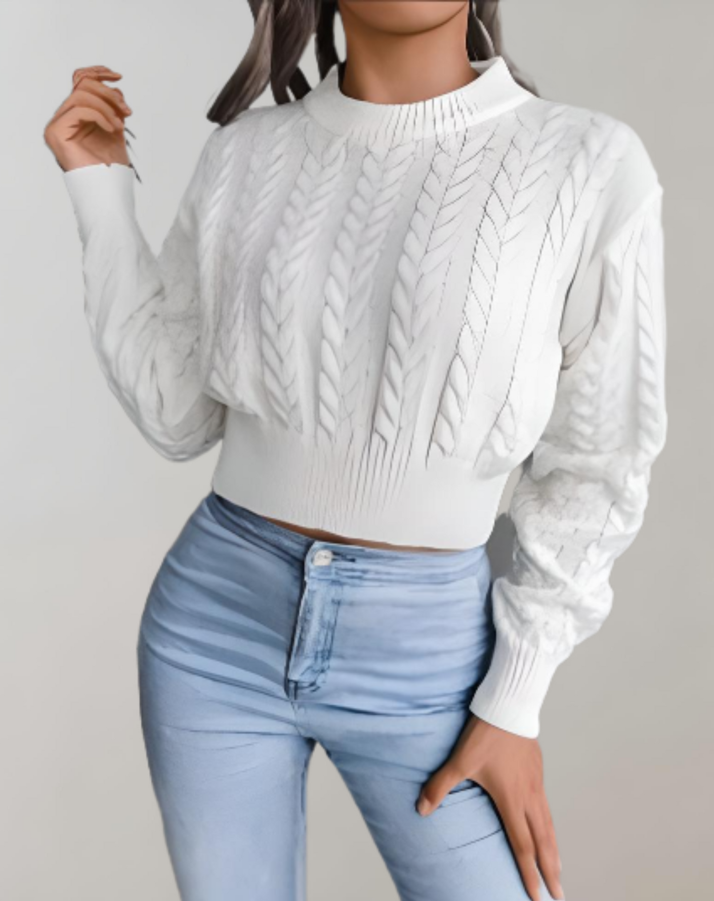 Cropped Eleganz | Luxuriöser Pullover mit zeitlosem Seilmuster