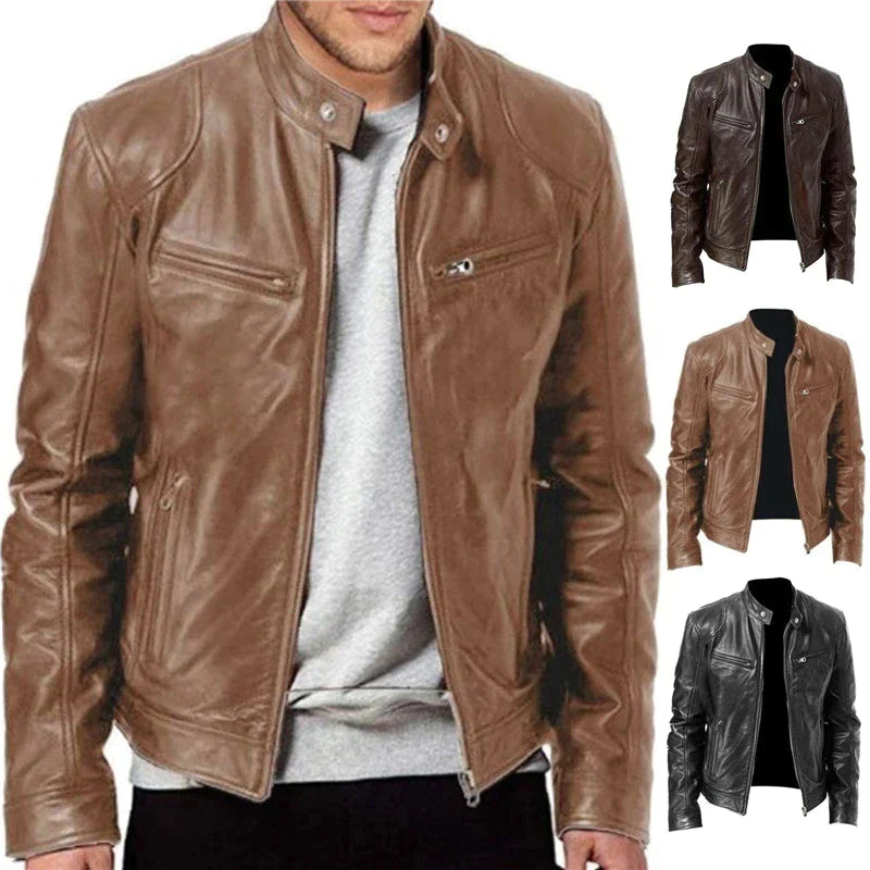 WindGuard® | Elegante Herrenlederjacke mit Wind- und Wetterschutz